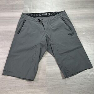 100 Percent Celium Shorts Mens 36 Gray Mountain Bike MTB BOA Waist Zip Pockets